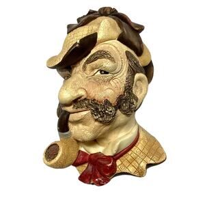 Vintage 1970 Naturecraft Chalkware Head Sherlock Holmes Wall Mask